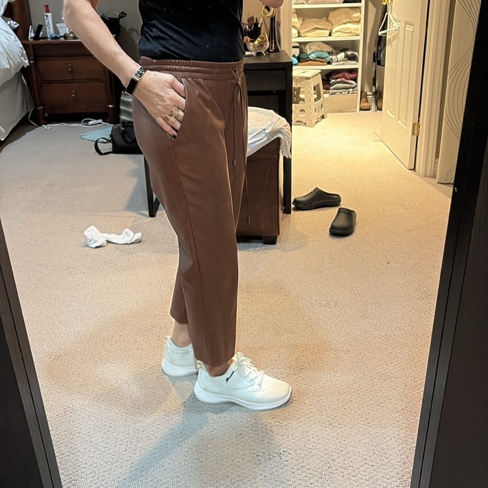Banana Republic chestnut vegan leather cropped jogger - Picture 2 of 9